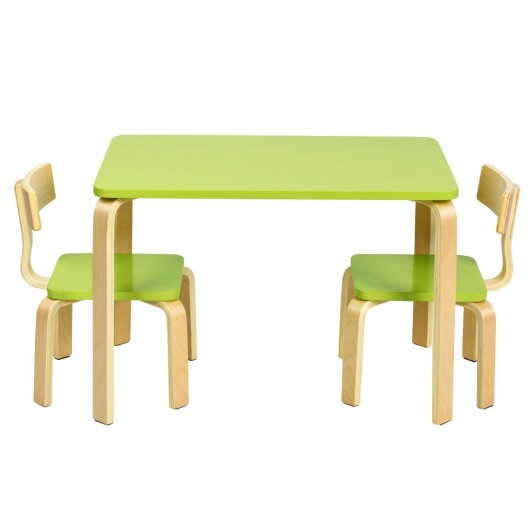 3 Piece Kids Wooden Activity Table and 2 Chairs Set