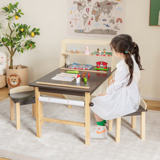 Art Table and Chairs Set with Paper Roll and Storage Bins