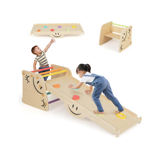 Wooden Climber Set with Seesaw